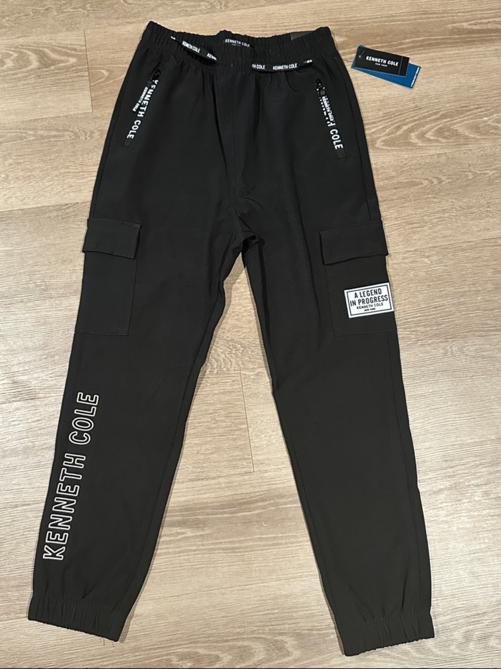 Kenneth Cole Black Cargo Jogger Pants